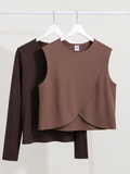 Polera Waves Sin Manga - Café