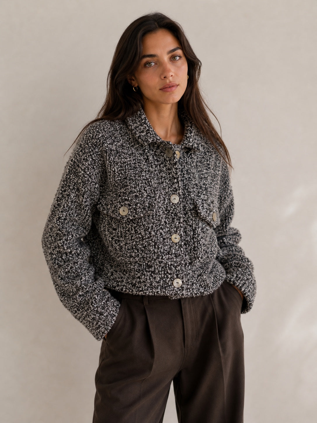 Chaqueta Nao - Boucle jaspeado poliéster A Pedido