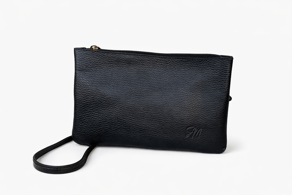 Cartera Doble - Cuero Negro Grano A Pedido