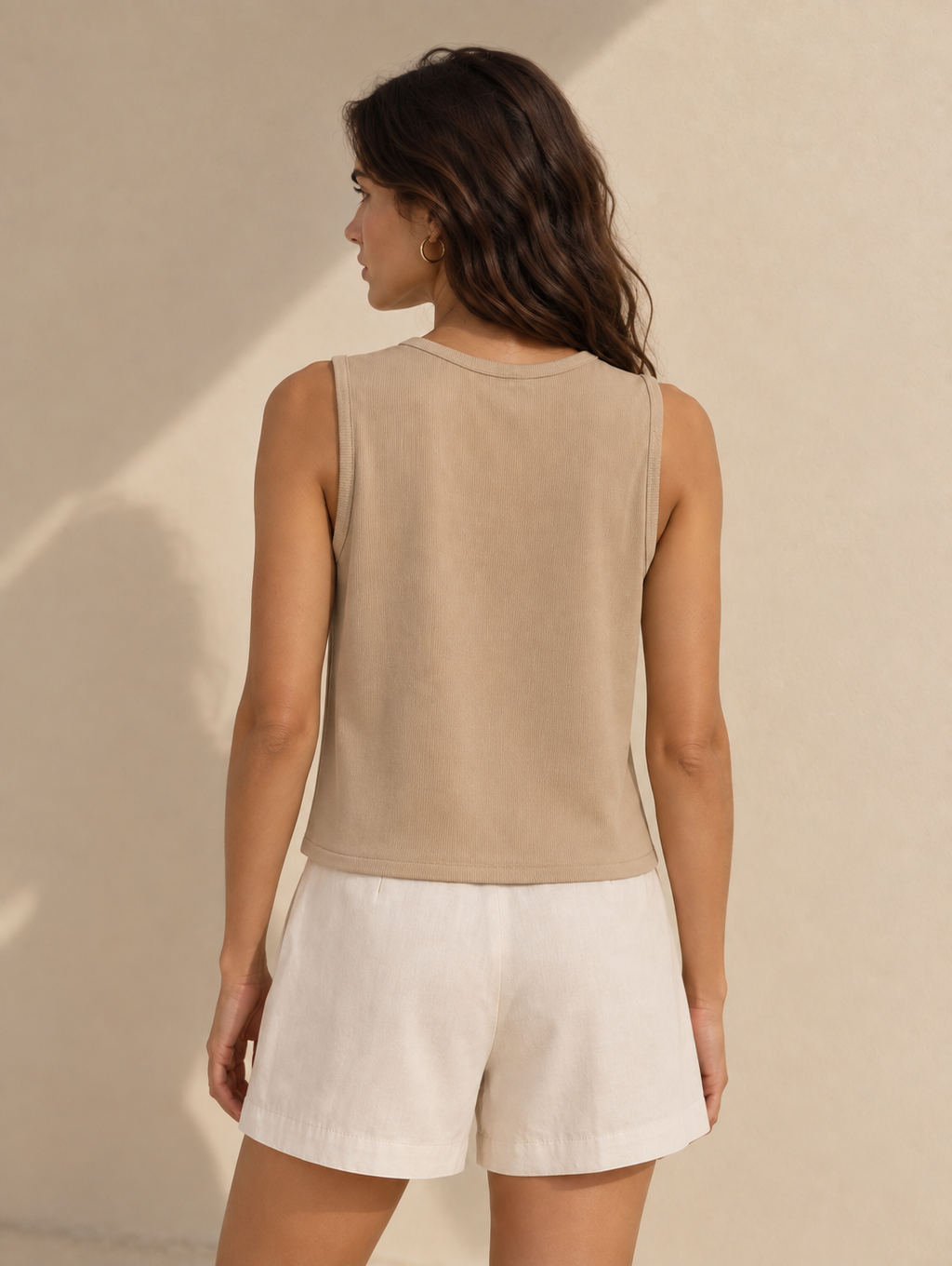 Polera Waves Sin Manga - Beige