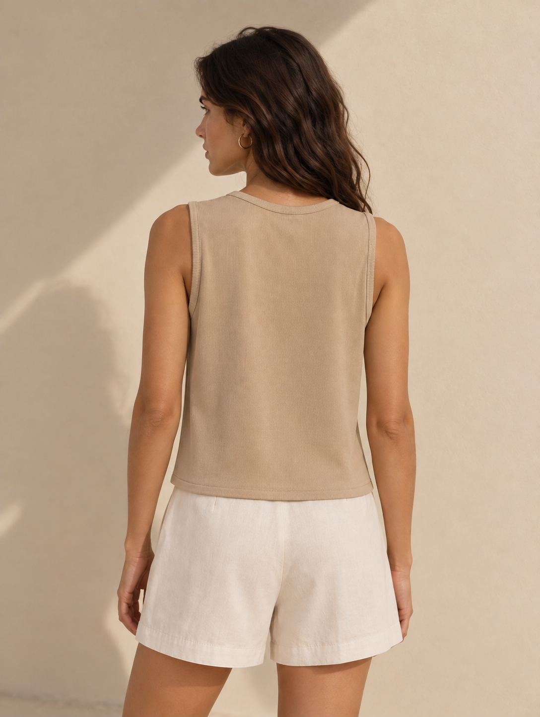 Polera Waves Sin Manga - Beige