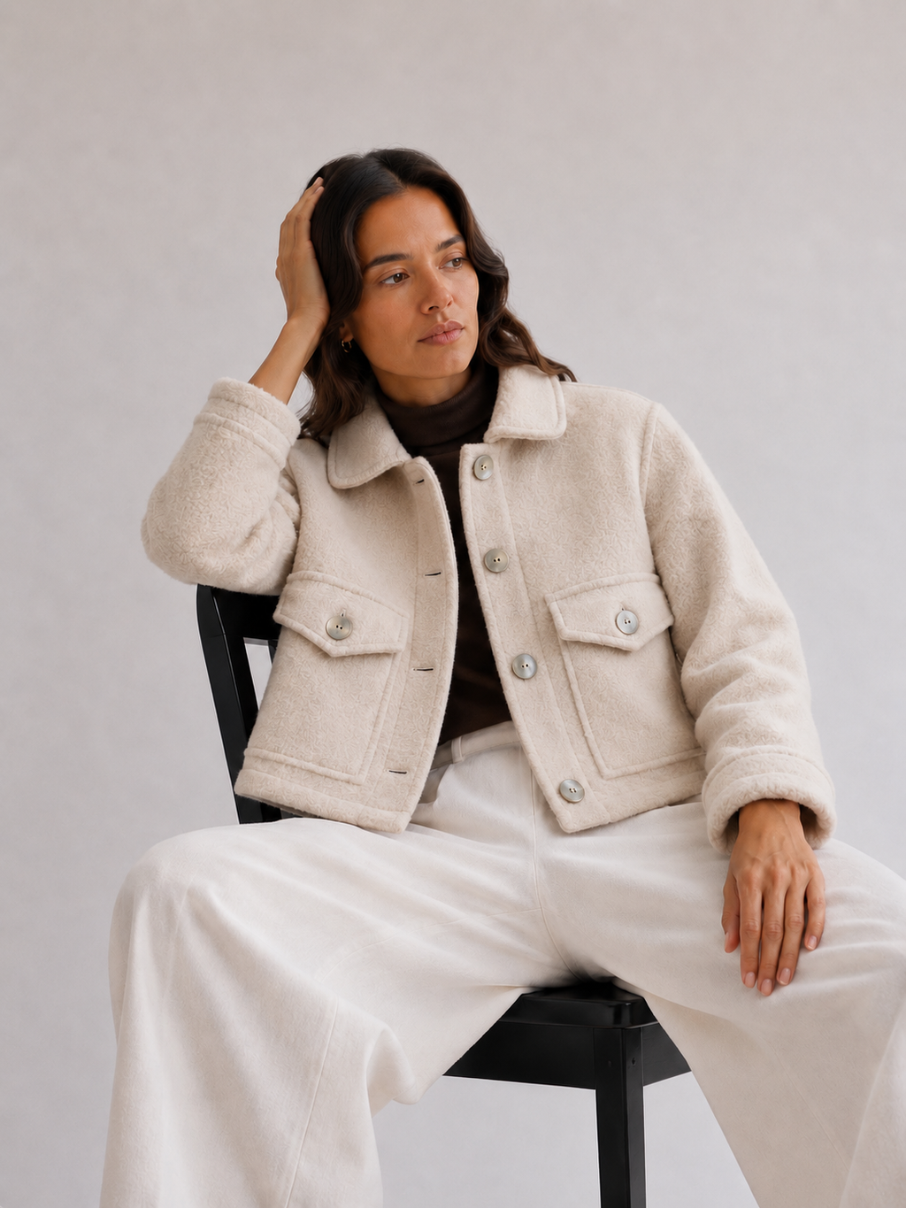 Chaqueta Nao - Lana Boucle Crudo