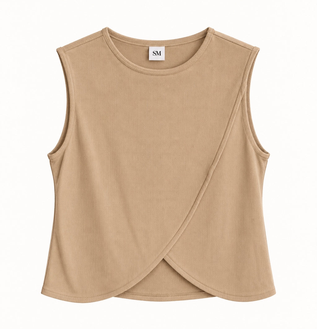 Polera Waves Sin Manga - Beige