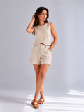 Polera Mara-Lino Rayas Beige