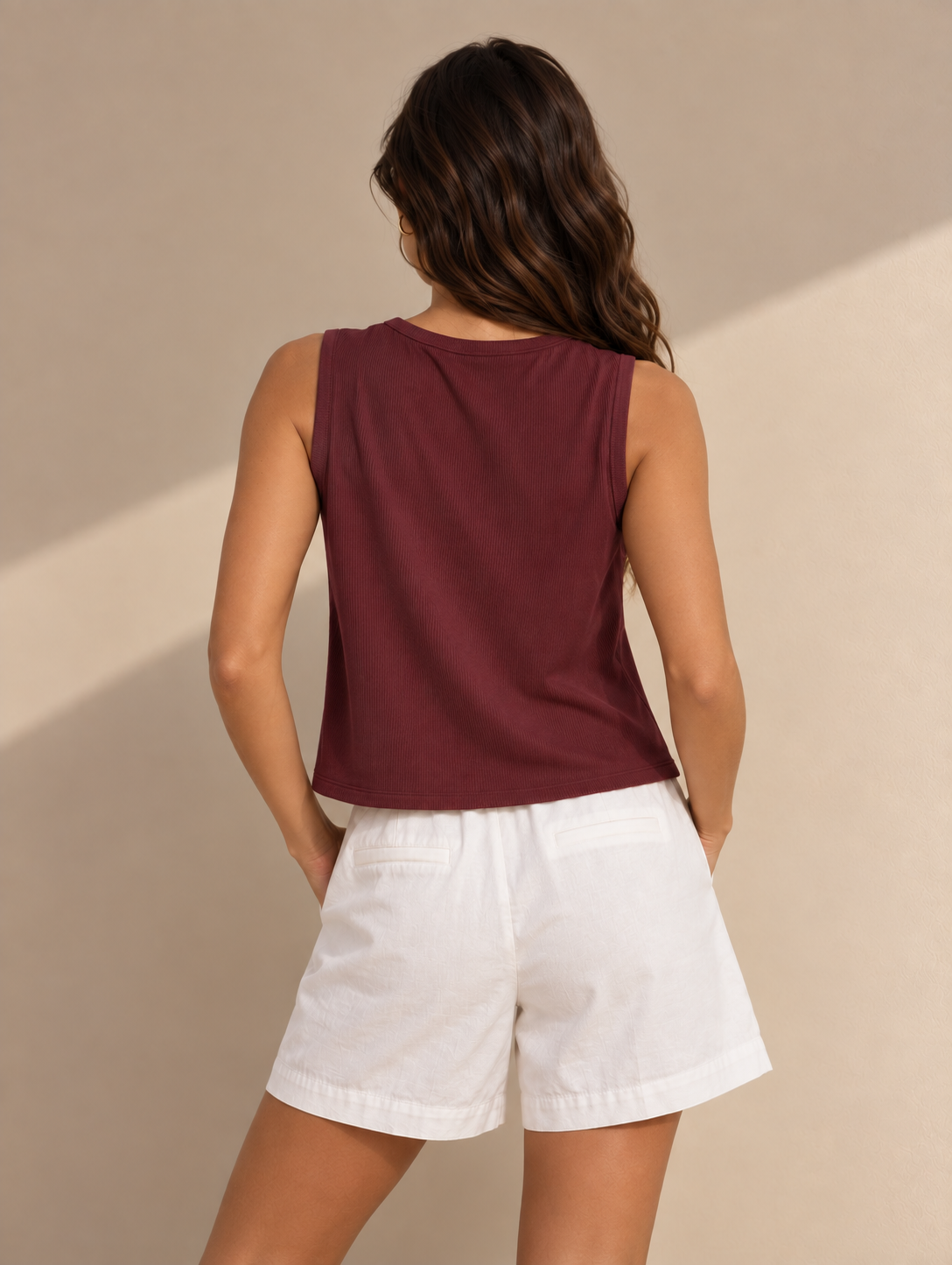 Polera Waves Sin Manga - Burdeo