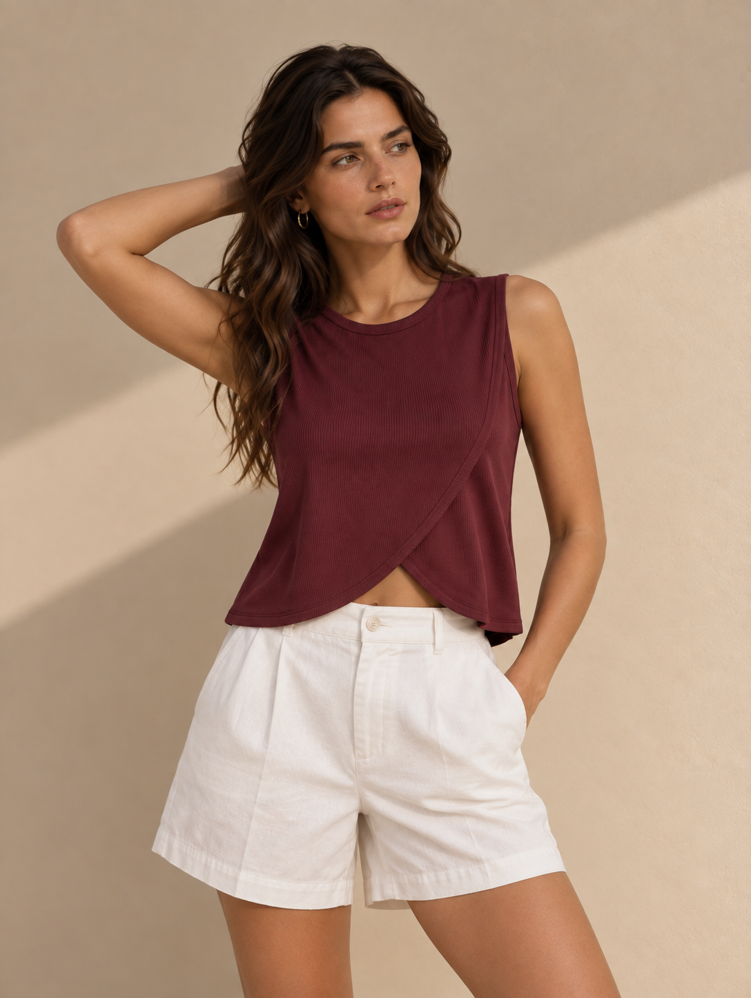 Polera Waves Sin Manga - Burdeo