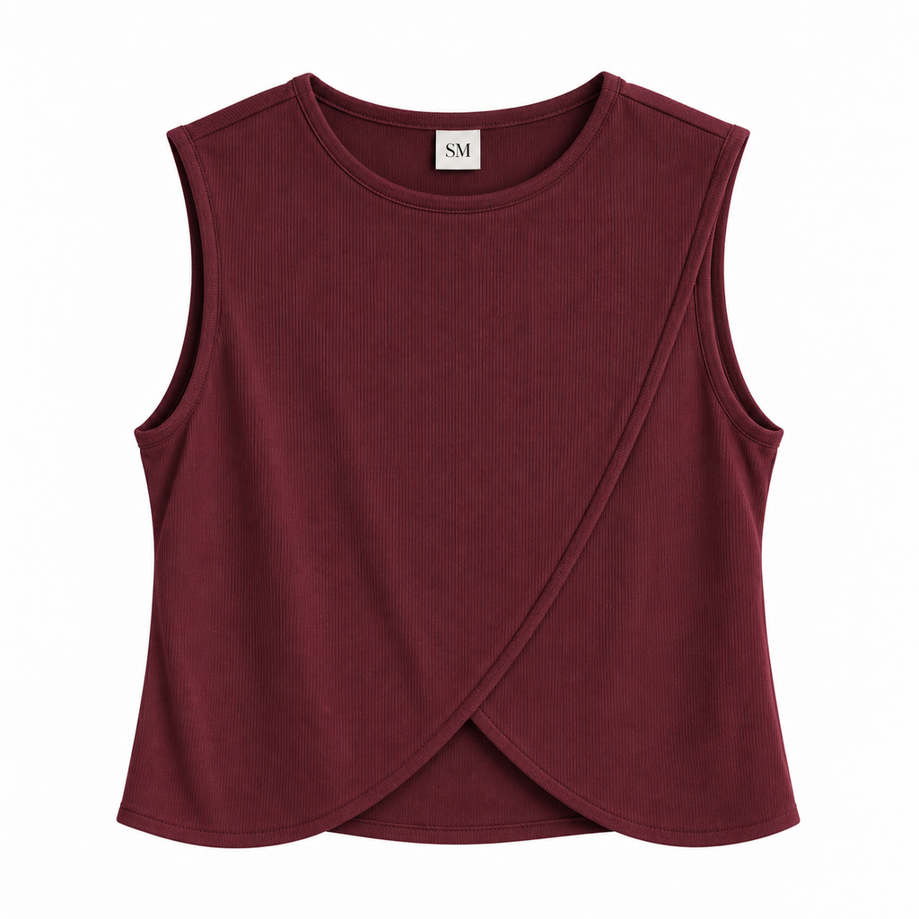 Polera Waves Sin Manga - Burdeo