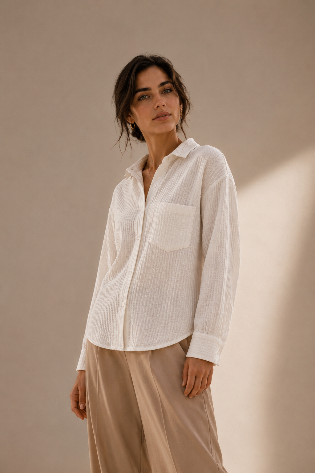 Camisa Lía - Algodón Panal Blanco A pedido