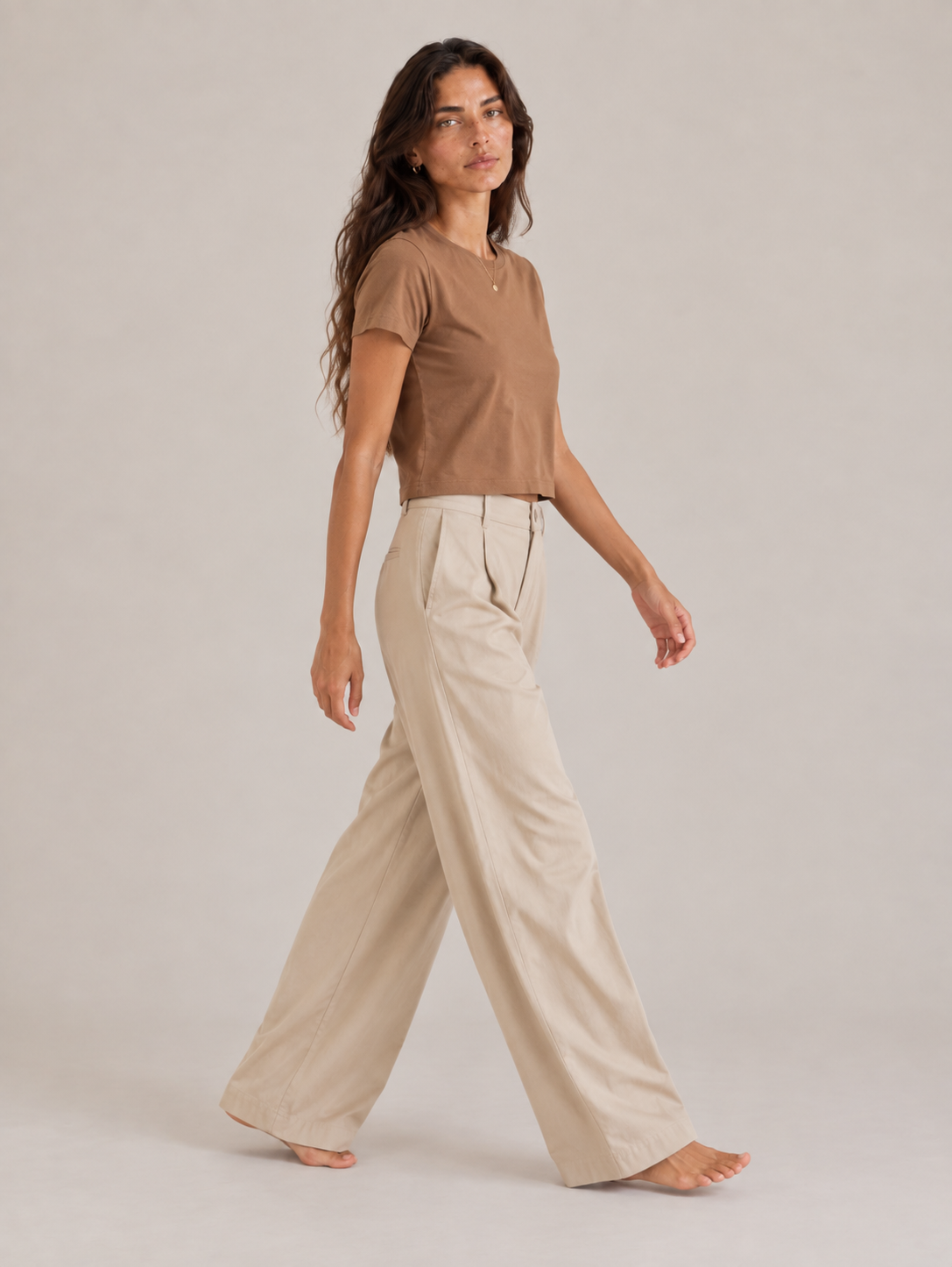 Top Básico - Algodón pima Camel