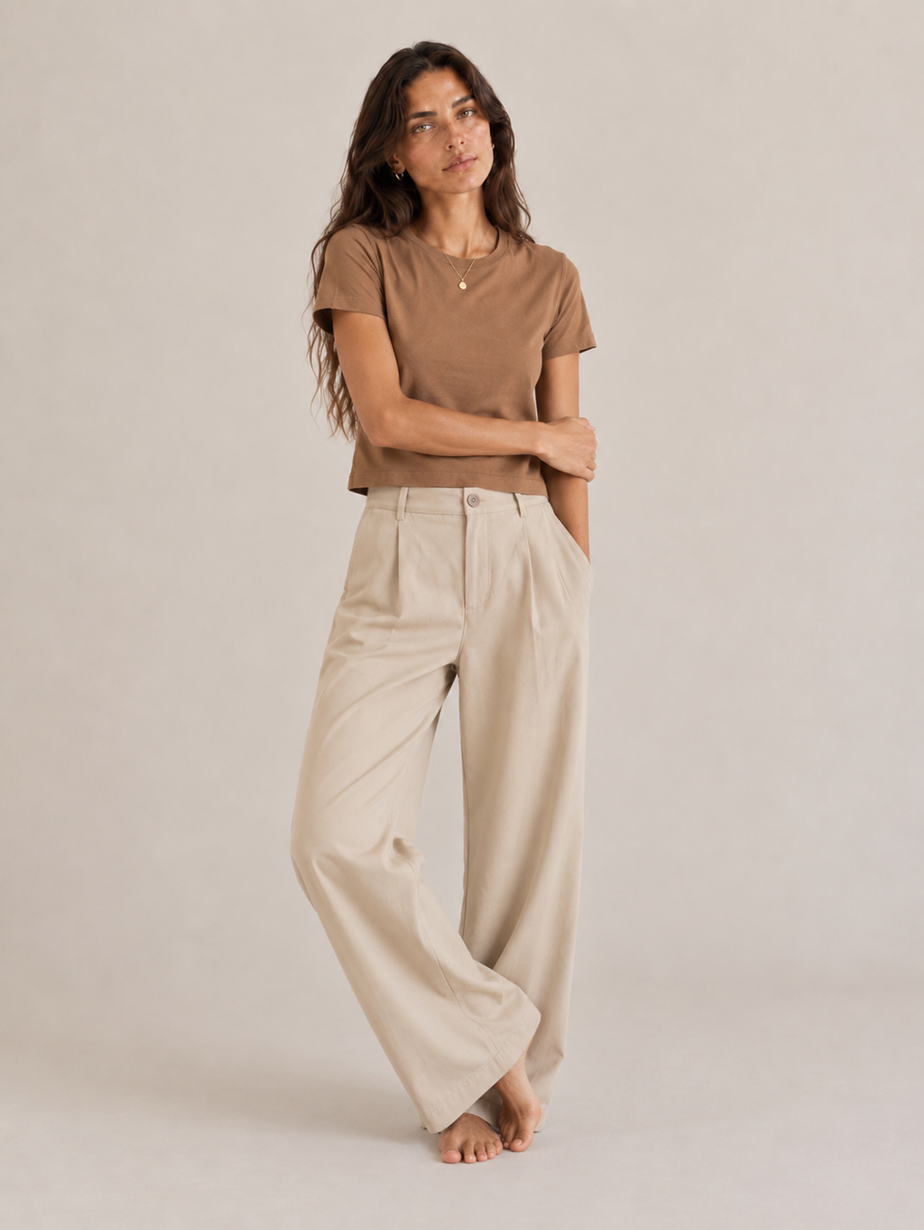 Top Básico - Algodón pima Camel