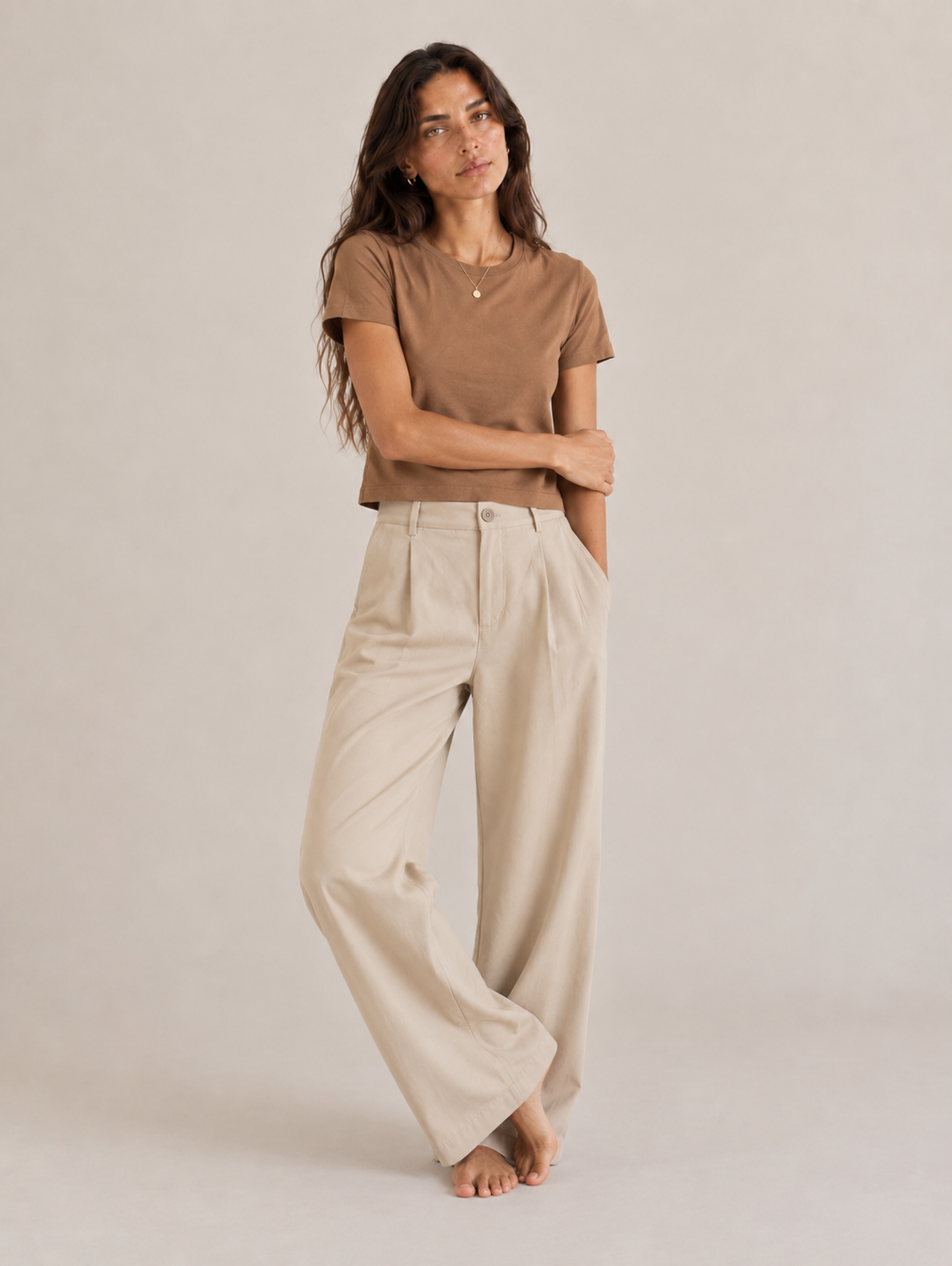Top Básico - Algodón pima Camel